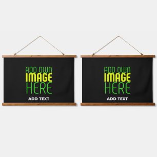 MODERN EDITABLE SIMPLE BLACK IMAGE TEXT TEMPLATE HANGING TAPESTRY
