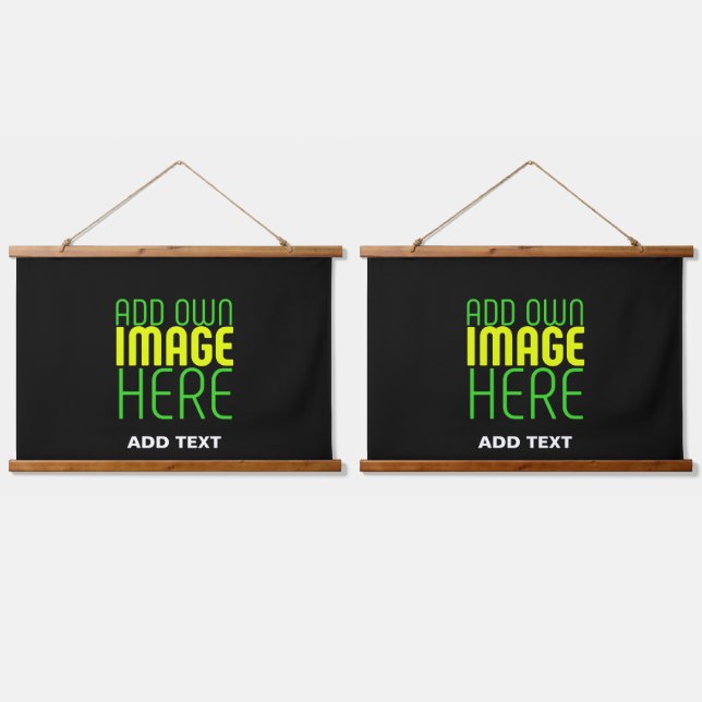 MODERN EDITABLE SIMPLE BLACK IMAGE TEXT TEMPLATE HANGING TAPESTRY (Double)