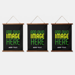 MODERN EDITABLE SIMPLE BLACK IMAGE TEXT TEMPLATE HANGING TAPESTRY