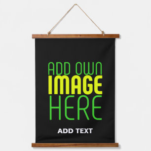 MODERN EDITABLE SIMPLE BLACK IMAGE TEXT TEMPLATE HANGING TAPESTRY