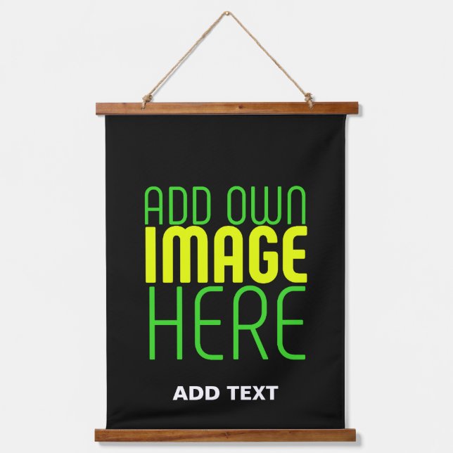 MODERN EDITABLE SIMPLE BLACK IMAGE TEXT TEMPLATE HANGING TAPESTRY (Front)
