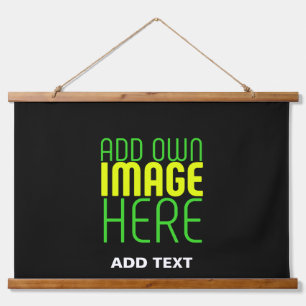 MODERN EDITABLE SIMPLE BLACK IMAGE TEXT TEMPLATE HANGING TAPESTRY