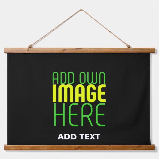 MODERN EDITABLE SIMPLE BLACK IMAGE TEXT TEMPLATE HANGING TAPESTRY (Front)