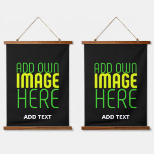 MODERN EDITABLE SIMPLE BLACK IMAGE TEXT TEMPLATE HANGING TAPESTRY