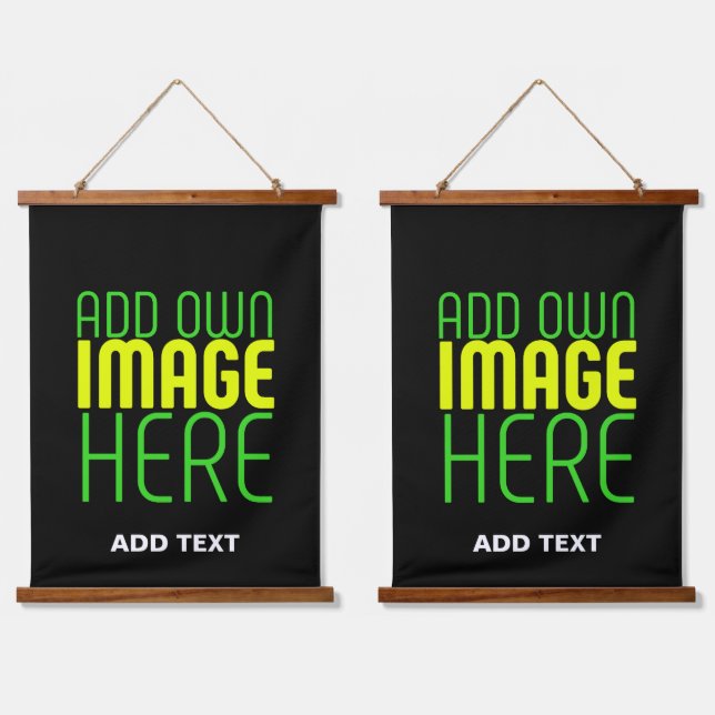 MODERN EDITABLE SIMPLE BLACK IMAGE TEXT TEMPLATE HANGING TAPESTRY (Double)