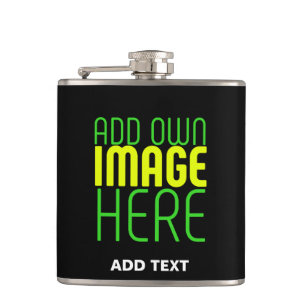 MODERN EDITABLE SIMPLE BLACK IMAGE TEXT TEMPLATE HIP FLASK