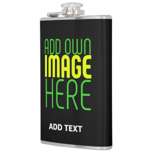 MODERN EDITABLE SIMPLE BLACK IMAGE TEXT TEMPLATE HIP FLASK