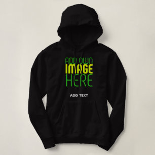 MODERN EDITABLE SIMPLE BLACK IMAGE TEXT TEMPLATE HOODIE