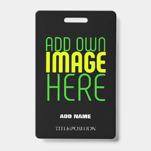 MODERN EDITABLE SIMPLE BLACK IMAGE TEXT TEMPLATE ID BADGE