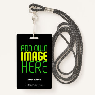 MODERN EDITABLE SIMPLE BLACK IMAGE TEXT TEMPLATE ID BADGE