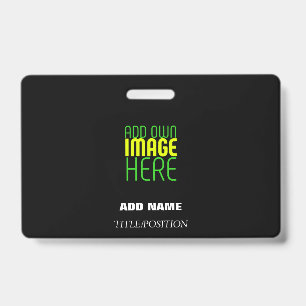 MODERN EDITABLE SIMPLE BLACK IMAGE TEXT TEMPLATE ID BADGE