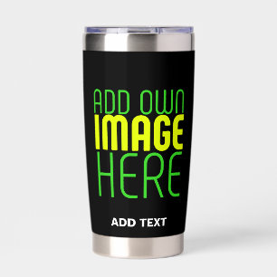 MODERN EDITABLE SIMPLE BLACK IMAGE TEXT TEMPLATE INSULATED TUMBLER