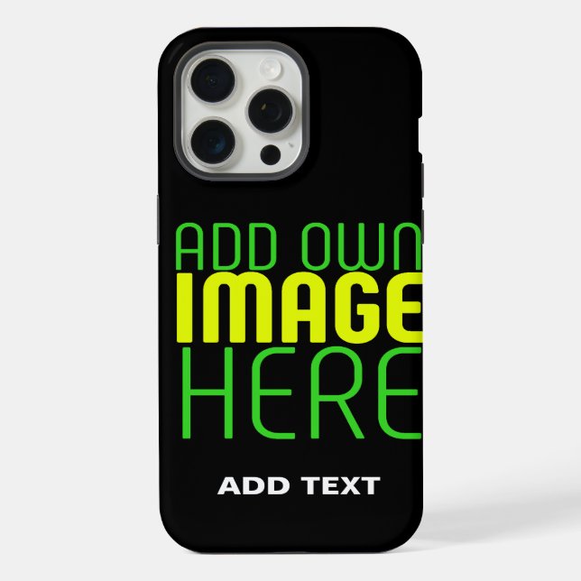 MODERN EDITABLE SIMPLE BLACK IMAGE TEXT TEMPLATE iPhone CASE (Back)