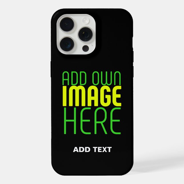 MODERN EDITABLE SIMPLE BLACK IMAGE TEXT TEMPLATE iPhone CASE (Back)
