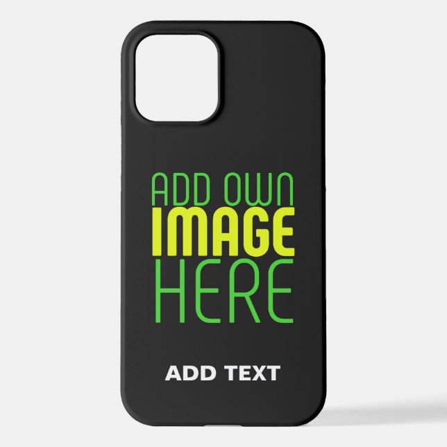 MODERN EDITABLE SIMPLE BLACK IMAGE TEXT TEMPLATE iPhone CASE (Back)