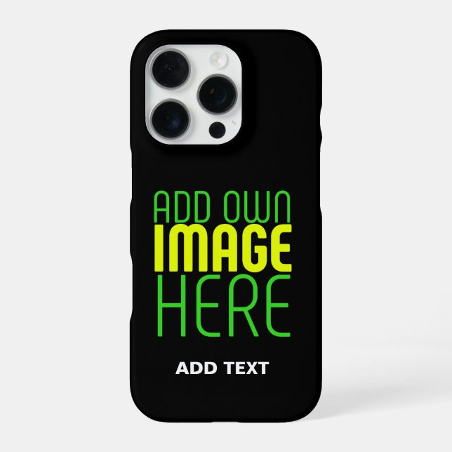 MODERN EDITABLE SIMPLE BLACK IMAGE TEXT TEMPLATE iPhone CASE (Back)