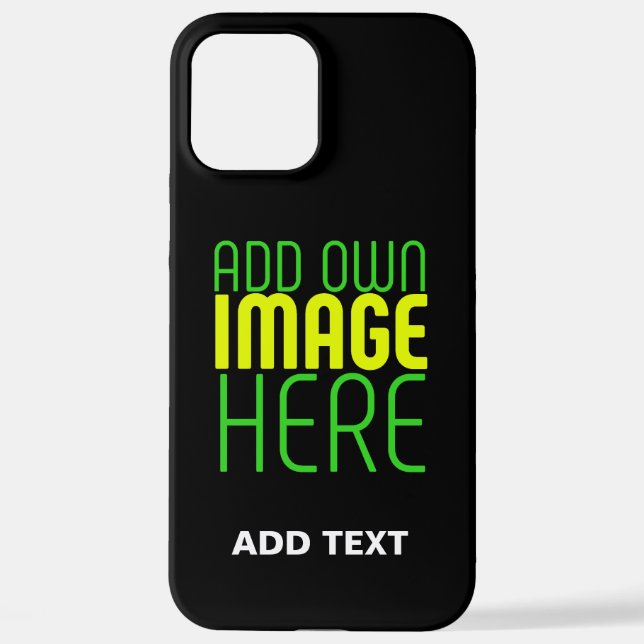 MODERN EDITABLE SIMPLE BLACK IMAGE TEXT TEMPLATE iPhone CASE (Back)