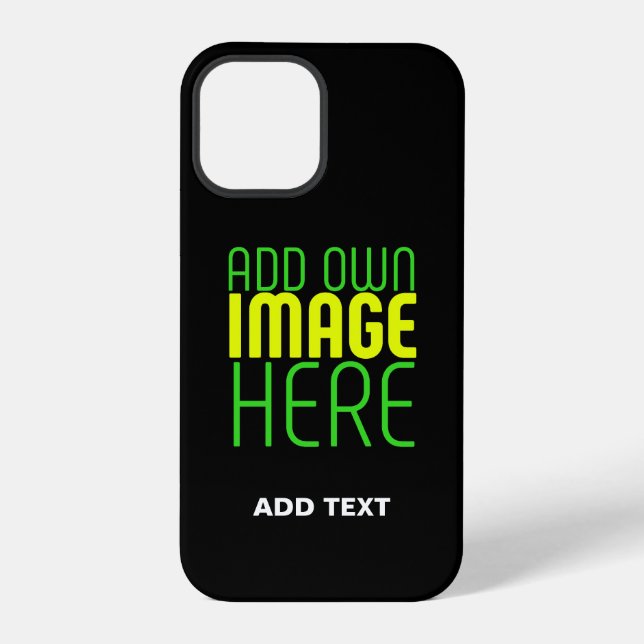 MODERN EDITABLE SIMPLE BLACK IMAGE TEXT TEMPLATE iPhone CASE (Back)