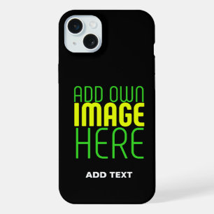 MODERN EDITABLE SIMPLE BLACK IMAGE TEXT TEMPLATE iPhone 15 PLUS CASE