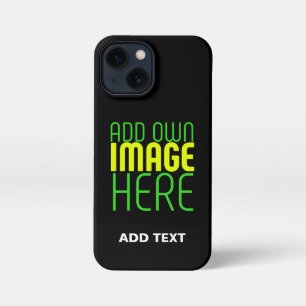 MODERN EDITABLE SIMPLE BLACK IMAGE TEXT TEMPLATE iPhone 13 MINI CASE