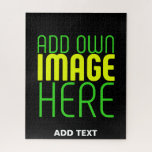 MODERN EDITABLE SIMPLE BLACK IMAGE TEXT TEMPLATE JIGSAW PUZZLE<br><div class="desc">THIS IS A DESIGN FITTING FOR CUSTOMERS.YOU CAN CHANGE, RESIZE OR ADD LOGO, PHOTO, TEXT AND COLOURS THE WAY YOU WANT.THANK YOU.</div>