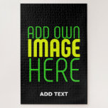 MODERN EDITABLE SIMPLE BLACK IMAGE TEXT TEMPLATE JIGSAW PUZZLE<br><div class="desc">THIS IS A DESIGN FITTING FOR CUSTOMERS.YOU CAN CHANGE, RESIZE OR ADD LOGO, PHOTO, TEXT AND COLOURS THE WAY YOU WANT.THANK YOU.</div>