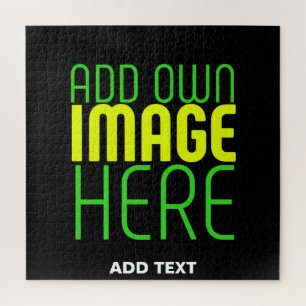 MODERN EDITABLE SIMPLE BLACK IMAGE TEXT TEMPLATE JIGSAW PUZZLE