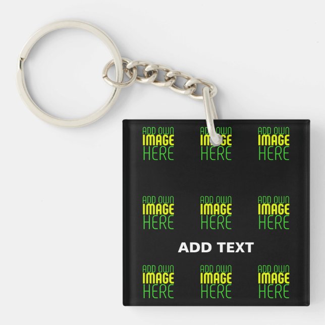MODERN EDITABLE SIMPLE BLACK IMAGE TEXT TEMPLATE KEY RING (Front)