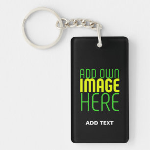 MODERN EDITABLE SIMPLE BLACK IMAGE TEXT TEMPLATE KEY RING