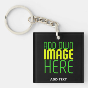 MODERN EDITABLE SIMPLE BLACK IMAGE TEXT TEMPLATE KEY RING