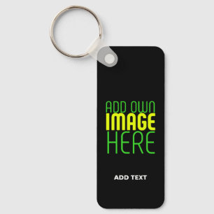 MODERN EDITABLE SIMPLE BLACK IMAGE TEXT TEMPLATE KEY RING