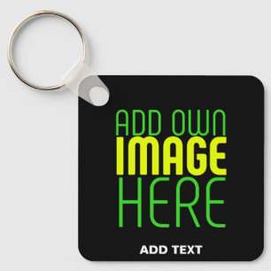 MODERN EDITABLE SIMPLE BLACK IMAGE TEXT TEMPLATE KEY RING