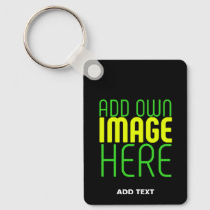MODERN EDITABLE SIMPLE BLACK IMAGE TEXT TEMPLATE KEY RING