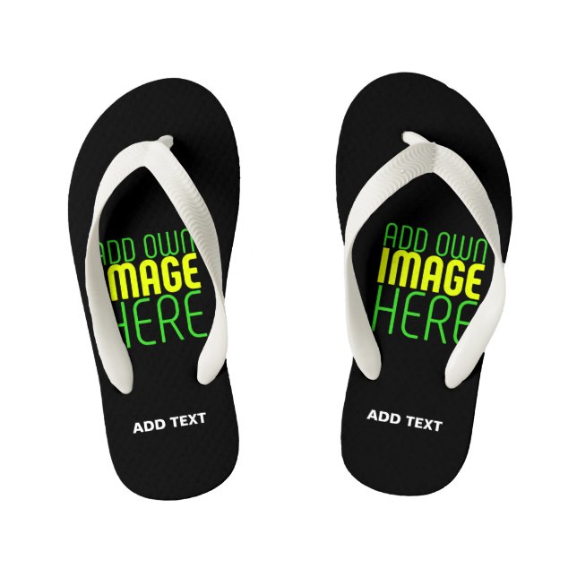 MODERN EDITABLE SIMPLE BLACK IMAGE TEXT TEMPLATE KID'S THONGS (Footbed)