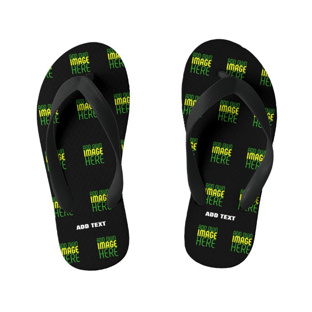 MODERN EDITABLE SIMPLE BLACK IMAGE TEXT TEMPLATE KID'S THONGS (Footbed)