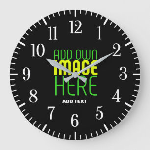 MODERN EDITABLE SIMPLE BLACK IMAGE TEXT TEMPLATE LARGE CLOCK