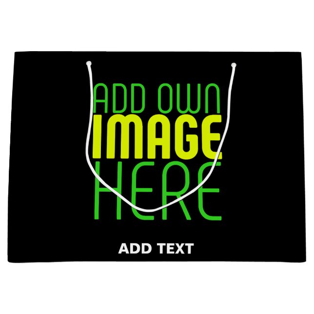 MODERN EDITABLE SIMPLE BLACK IMAGE TEXT TEMPLATE LARGE GIFT BAG (Front)