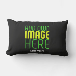 MODERN EDITABLE SIMPLE BLACK IMAGE TEXT TEMPLATE LUMBAR CUSHION