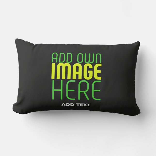 MODERN EDITABLE SIMPLE BLACK IMAGE TEXT TEMPLATE LUMBAR CUSHION (Front)