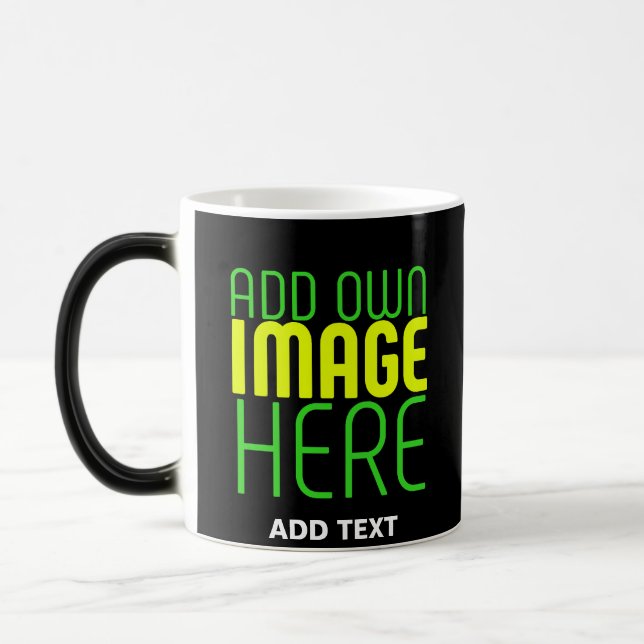 MODERN EDITABLE SIMPLE BLACK IMAGE TEXT TEMPLATE MAGIC MUG (Left)