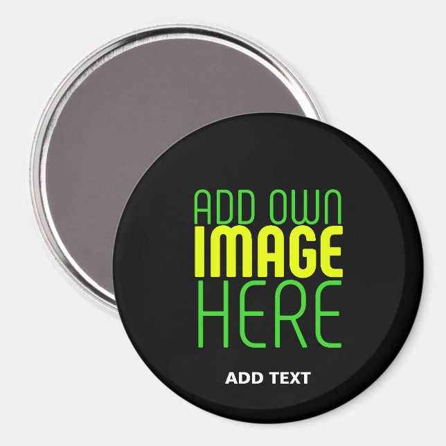 MODERN EDITABLE SIMPLE BLACK IMAGE TEXT TEMPLATE MAGNET (Front/Back)