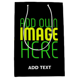 MODERN EDITABLE SIMPLE BLACK IMAGE TEXT TEMPLATE MEDIUM GIFT BAG