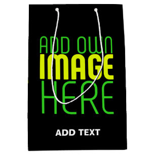 MODERN EDITABLE SIMPLE BLACK IMAGE TEXT TEMPLATE MEDIUM GIFT BAG