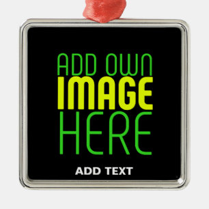 MODERN EDITABLE SIMPLE BLACK IMAGE TEXT TEMPLATE METAL ORNAMENT