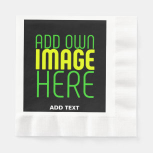 MODERN EDITABLE SIMPLE BLACK IMAGE TEXT TEMPLATE NAPKIN