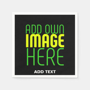 MODERN EDITABLE SIMPLE BLACK IMAGE TEXT TEMPLATE NAPKIN