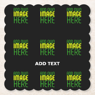 MODERN EDITABLE SIMPLE BLACK IMAGE TEXT TEMPLATE PAPER COASTER
