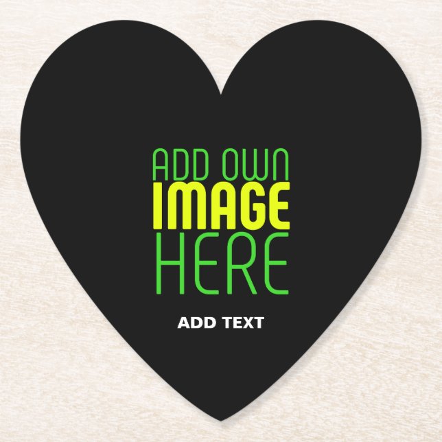 MODERN EDITABLE SIMPLE BLACK IMAGE TEXT TEMPLATE PAPER COASTER (Front)