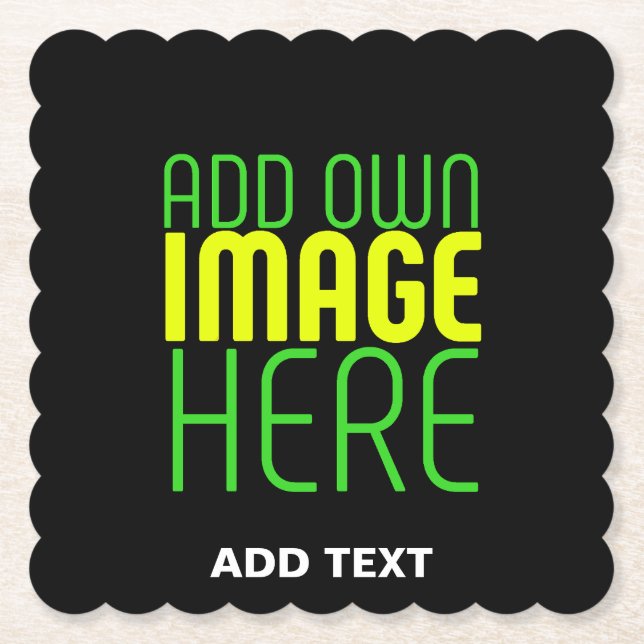 MODERN EDITABLE SIMPLE BLACK IMAGE TEXT TEMPLATE PAPER COASTER (Front)