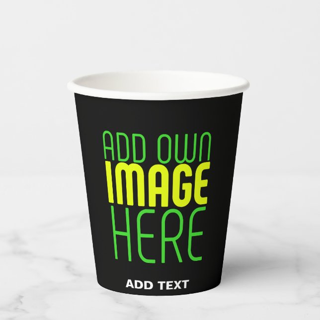MODERN EDITABLE SIMPLE BLACK IMAGE TEXT TEMPLATE PAPER CUPS (Front)